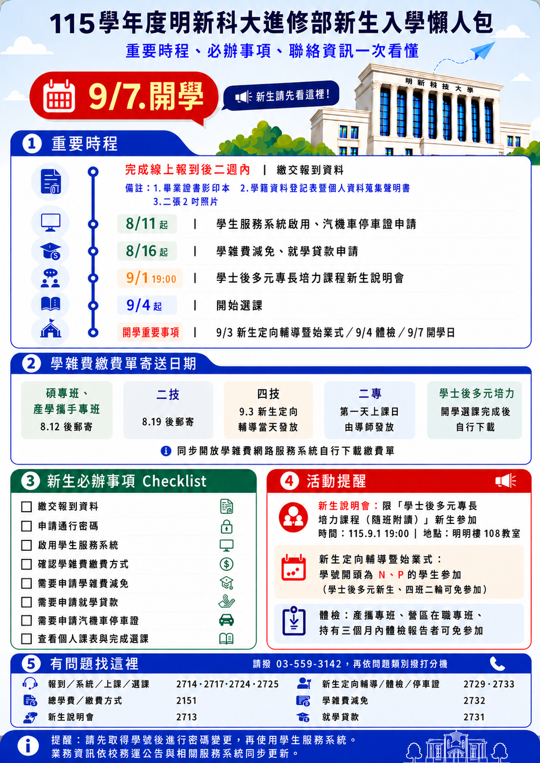 明新科大進修部新生入學懶人包